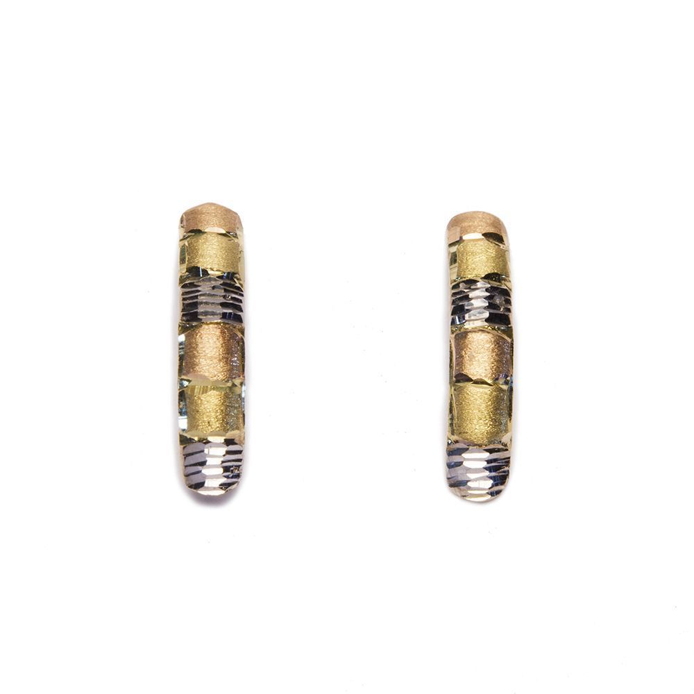 Brinco Longil�neo Tricolor em Ouro 18 Kilates - 20304